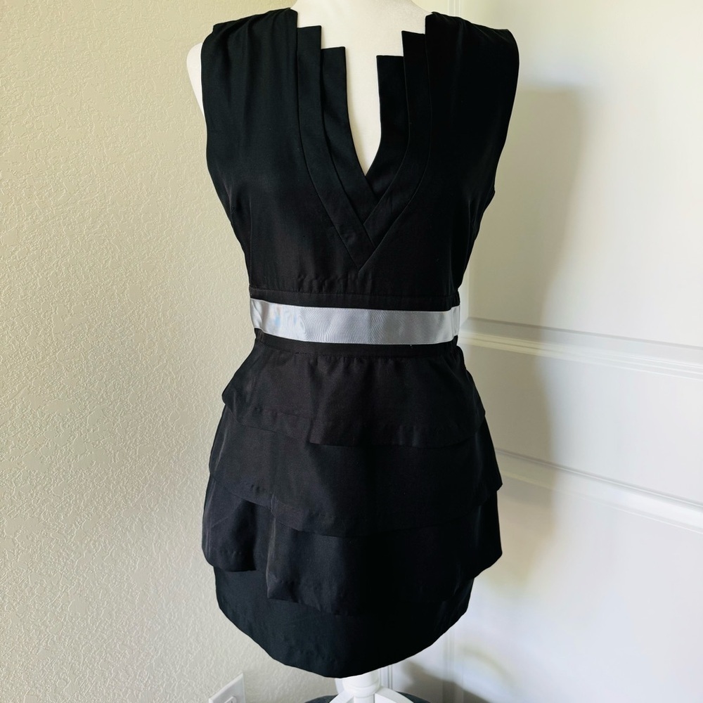 Twelve by Twelve Notch Neck Sleeveless Tiered Mini Dress